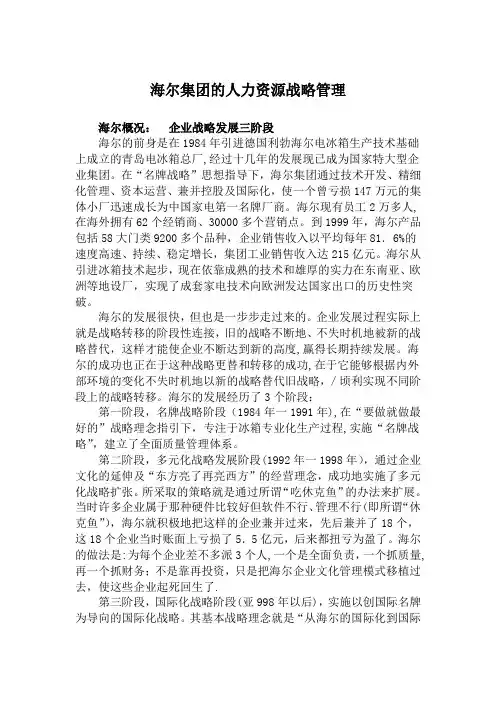 海尔集团的人力资源战略管理