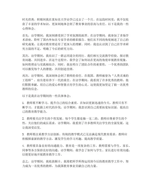 教师访学心得体会