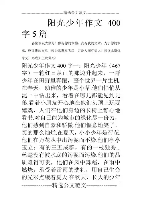 阳光少年作文400字5篇