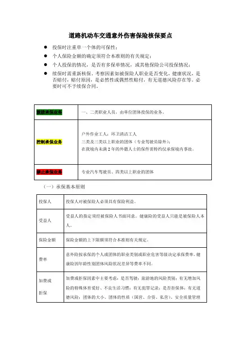 道路机动车交通意外伤害保险核保要点