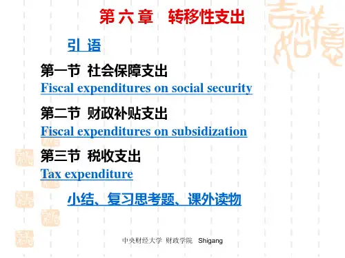 2011级《财政学》参考版(第六章 转移性支出)综述