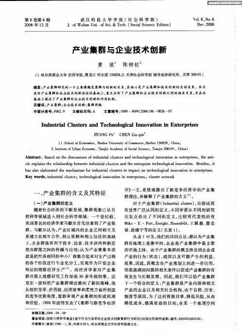 产业集群与企业技术创新