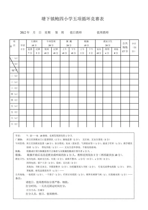 (总表)塘下镇鲍四小学五项循环竞赛表