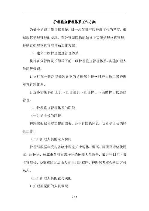 关于护理垂直管理体系的工作方案