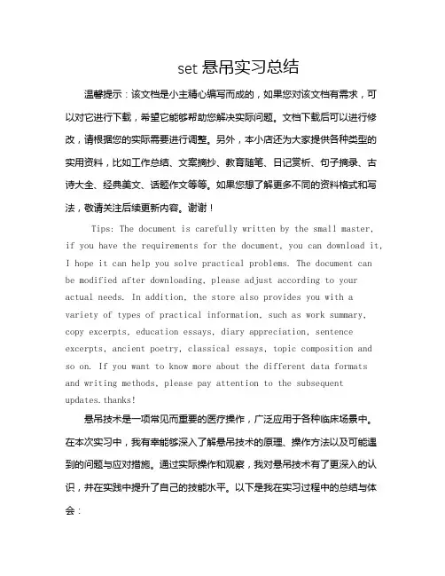 set悬吊实习总结