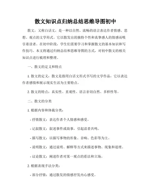 散文知识点归纳总结思维导图初中