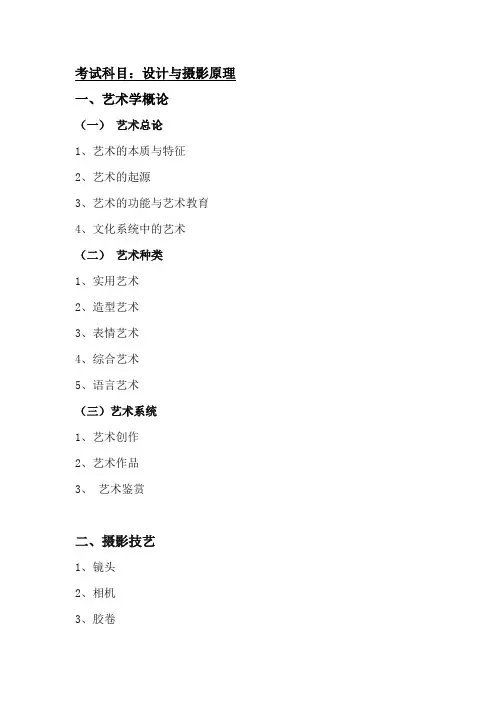 2019年辽宁大学硕士研究生招生考试自命题科目-考试大纲-设计与摄影原理