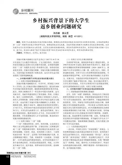 乡村振兴背景下的大学生返乡创业问题研究