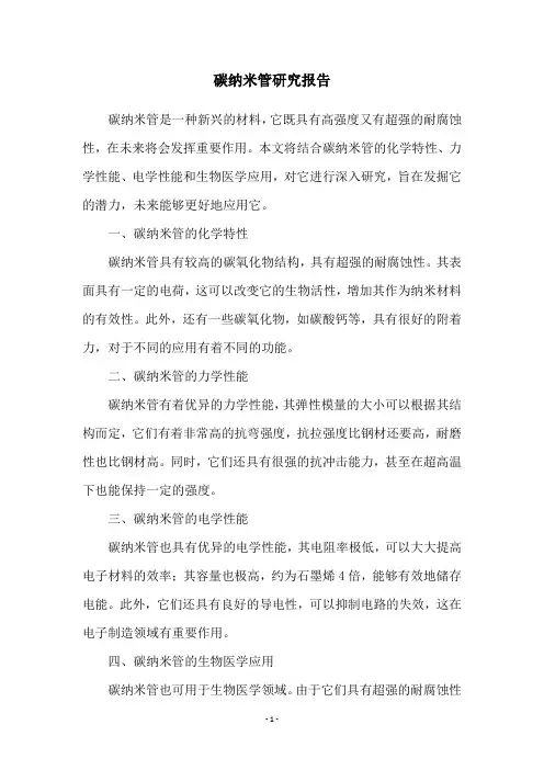碳纳米管研究报告