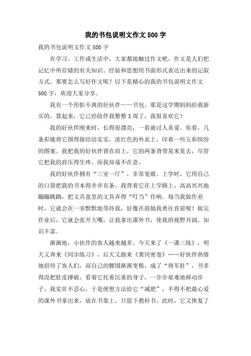 我的书包说明文作文500字