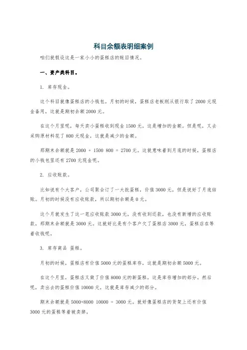 科目余额表明细案例