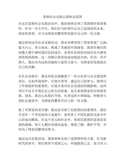 思修社会实践心得体会爱国