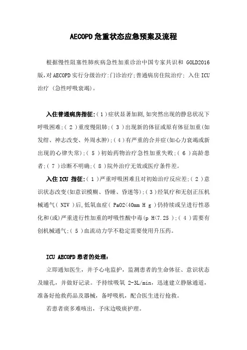 AECOPD危重状态应急预案及流程