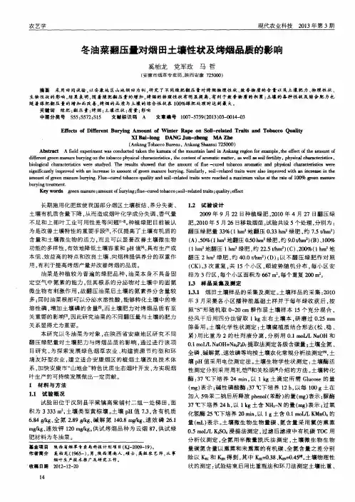 冬油菜翻压量对烟田土壤性状及烤烟品质的影响