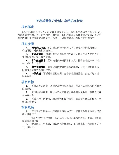 护理质量持续改进项目名称