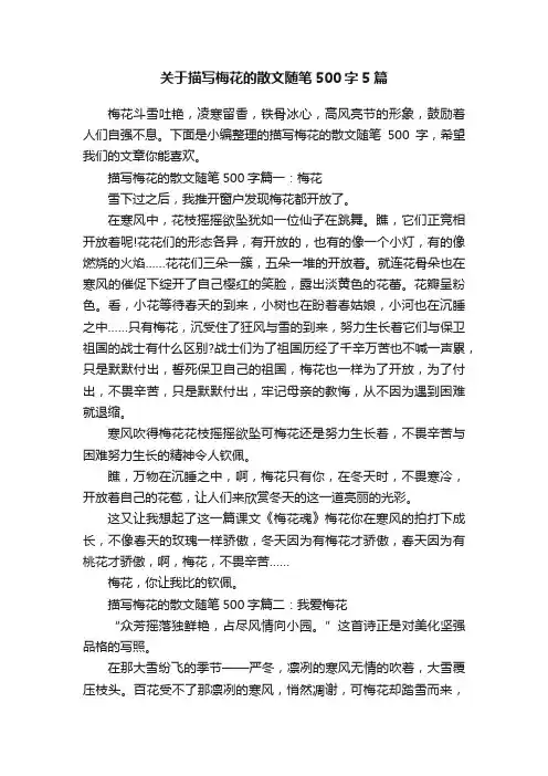 关于描写梅花的散文随笔500字5篇