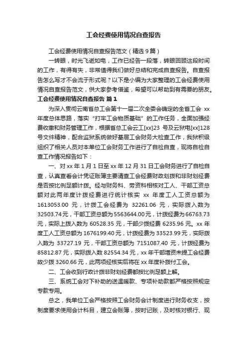 工会经费使用情况自查报告范文（精选9篇）