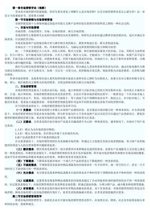 市场营销学大纲