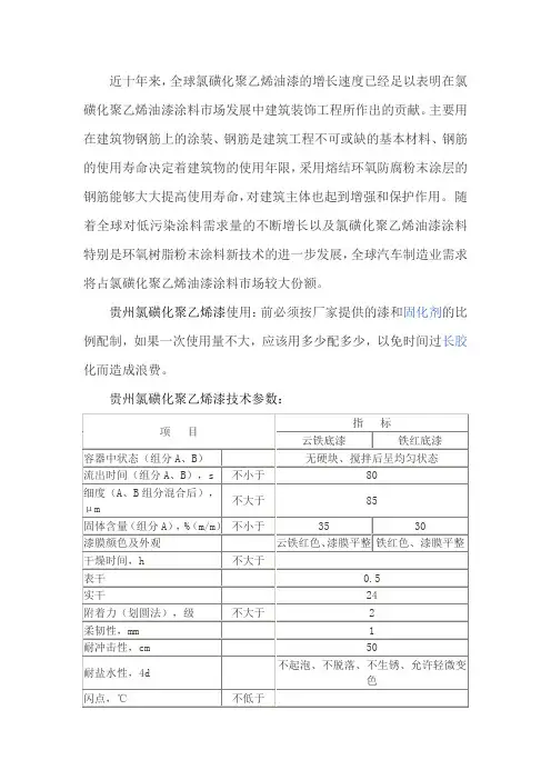 贵州氯磺化聚乙烯漆厂家技术要求