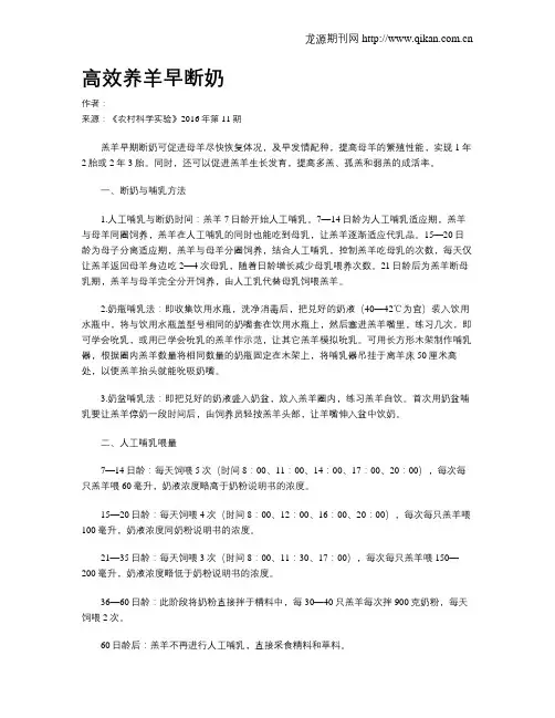 高效养羊早断奶