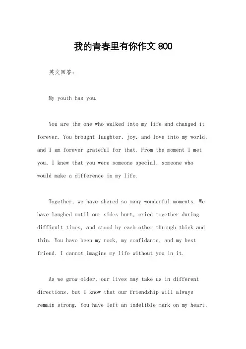 我的青春里有你作文800