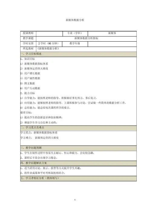 新媒体数据分析指标