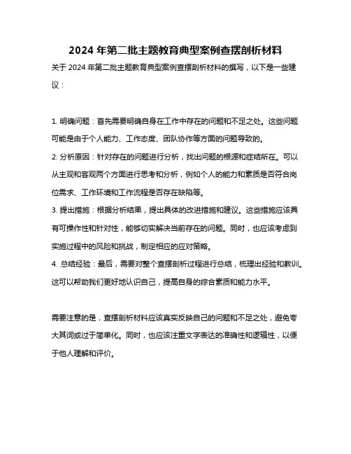 2024年第二批主题教育典型案例查摆剖析材料