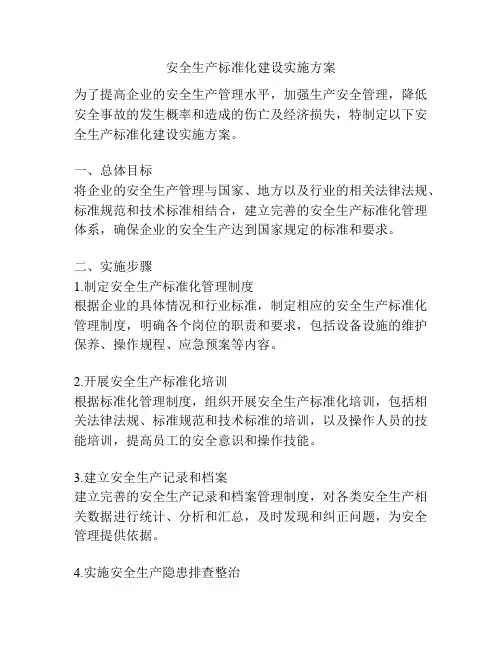 安全生产标准化建设实施方案