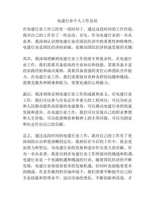 电建行业个人工作总结