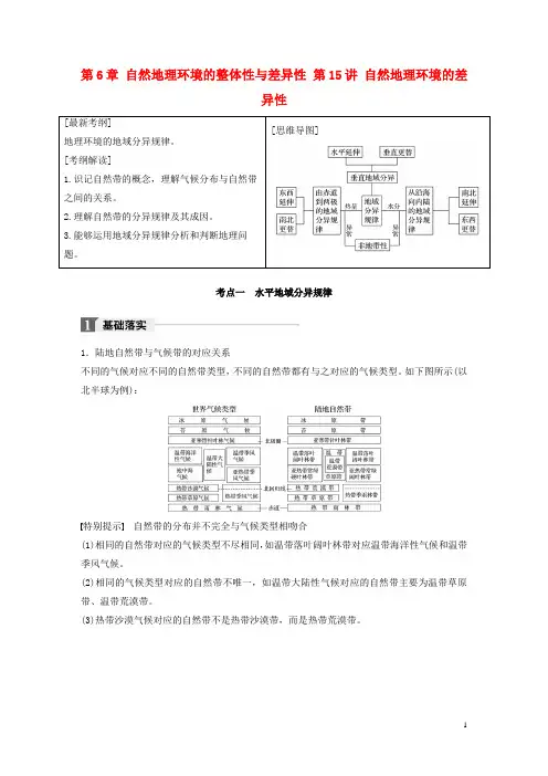 高考地理一轮复习 第6章 自然地理环境的整体性与差异性 第15讲 自然地理环境的差异性教师用书(必修1)
