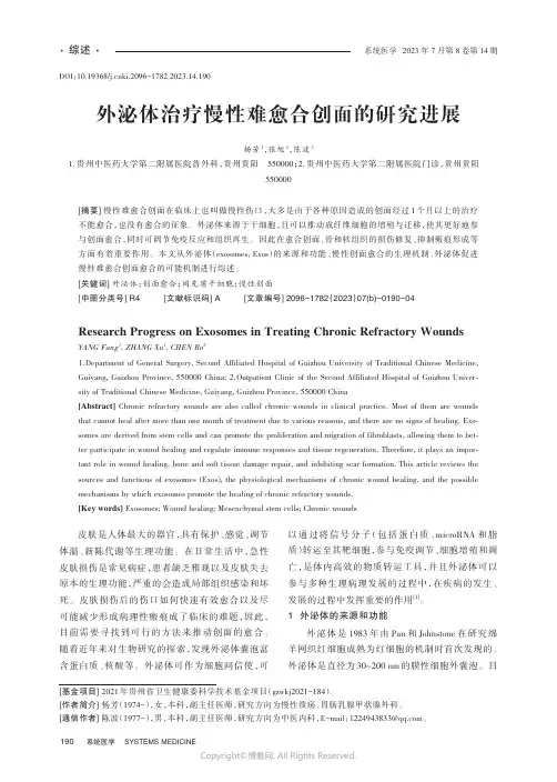 外泌体治疗慢性难愈合创面的研究进展