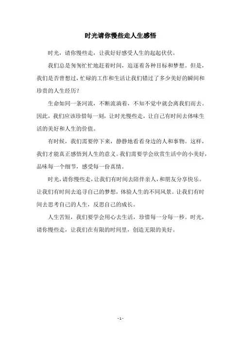 时光请你慢些走人生感悟
