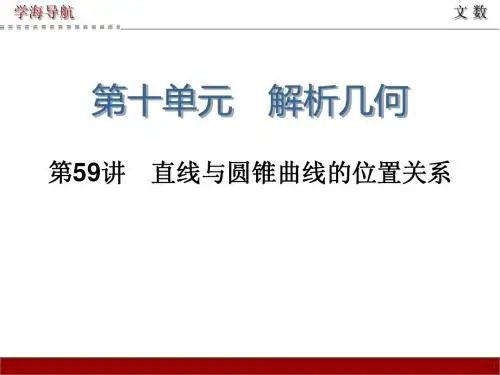 2015届高三数学(文)第一轮总复习课件 第59讲 直线与圆锥曲线的位置关系