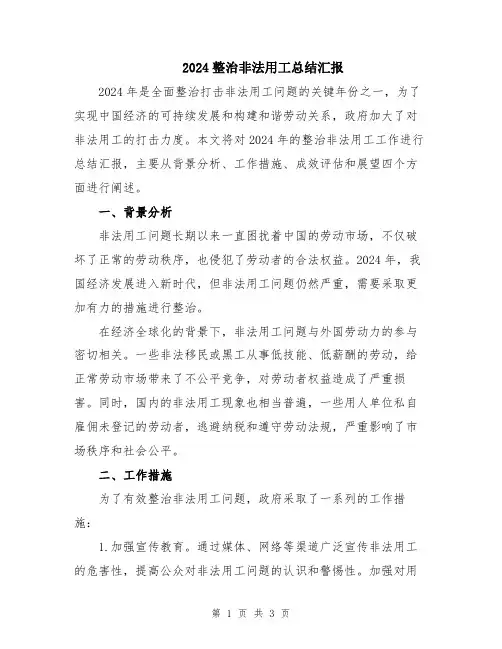 2024整治非法用工总结汇报