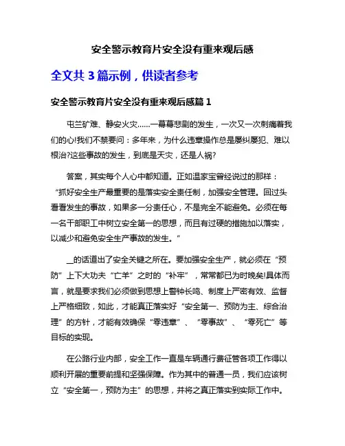 安全警示教育片安全没有重来观后感