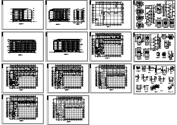 郑州某大学7层框架结构学生宿舍楼全套建筑设计CAD图纸