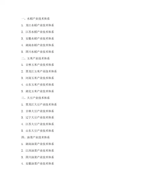 国家现代产业技术体系名录