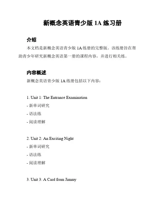 新概念英语青少版1A练习册