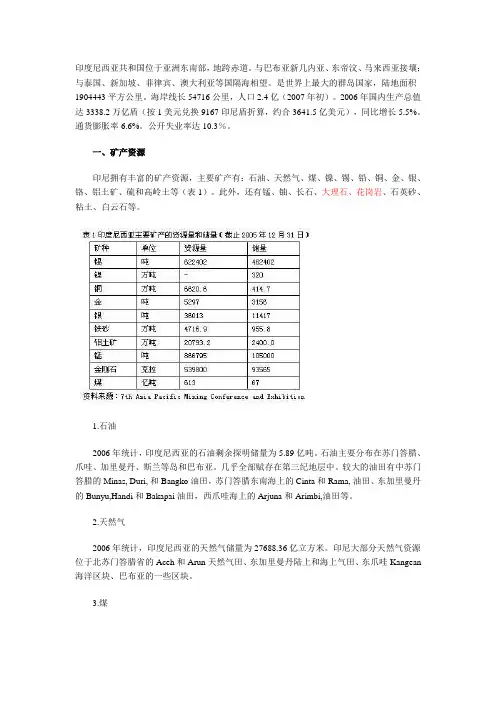 印尼矿业开发与投资环境
