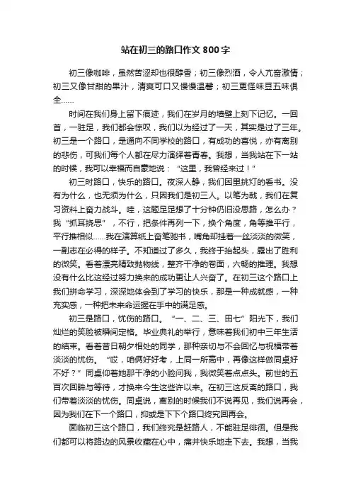 站在初三的路口作文800字