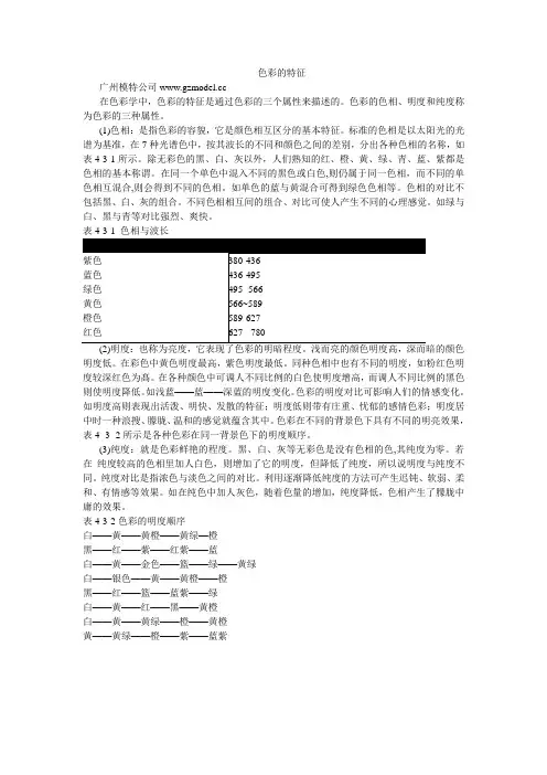 色彩的特征