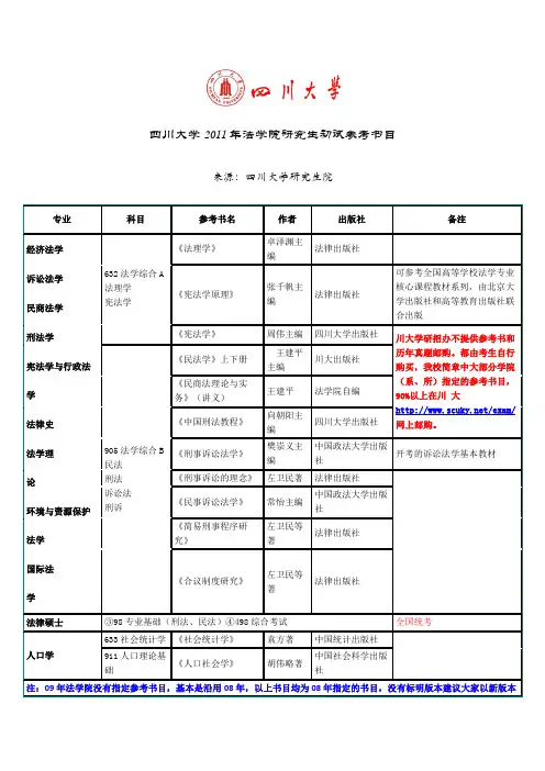 四川大学法学考研参考书目