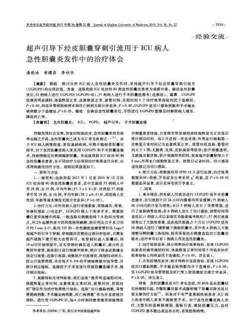 超声引导下经皮胆囊穿刺引流用于ICU病人急性胆囊炎发作中的治疗体会