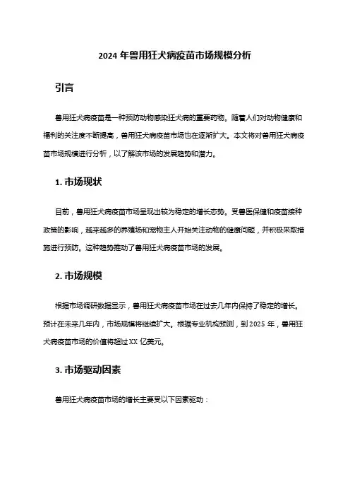 2024年兽用狂犬病疫苗市场规模分析