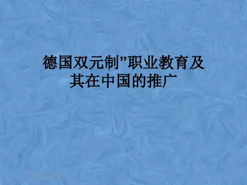 德国双元制”职业教育及其在中国的推广
