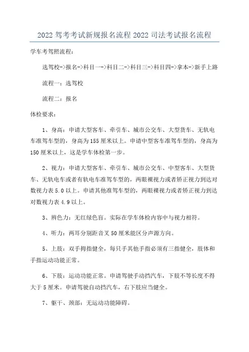 2022驾考考试新规报名流程2022司法考试报名流程