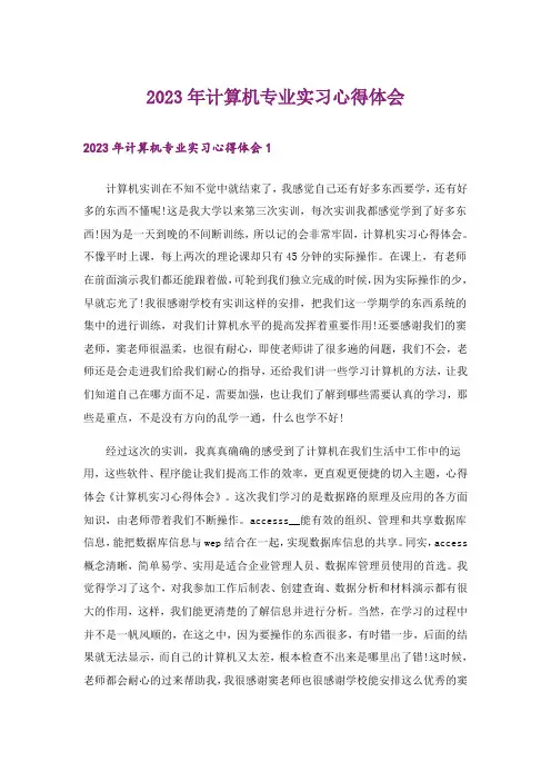 2023年计算机专业实习心得体会_3