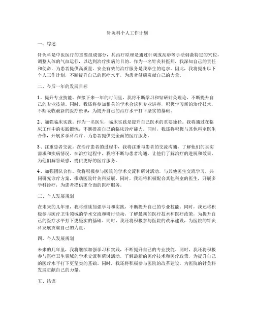 针灸科个人工作计划