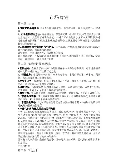 大学《市场营销》复习资料