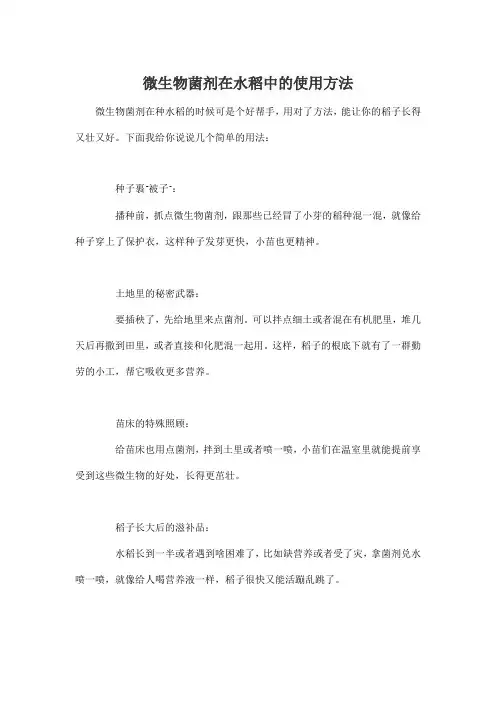 微生物菌剂在水稻中的使用方法